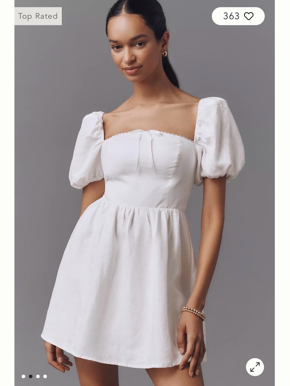 NWT: Reformation Malvina Linen Puff-Sleeve Mini Dress - women’s: Small P - Picture 15 of 16